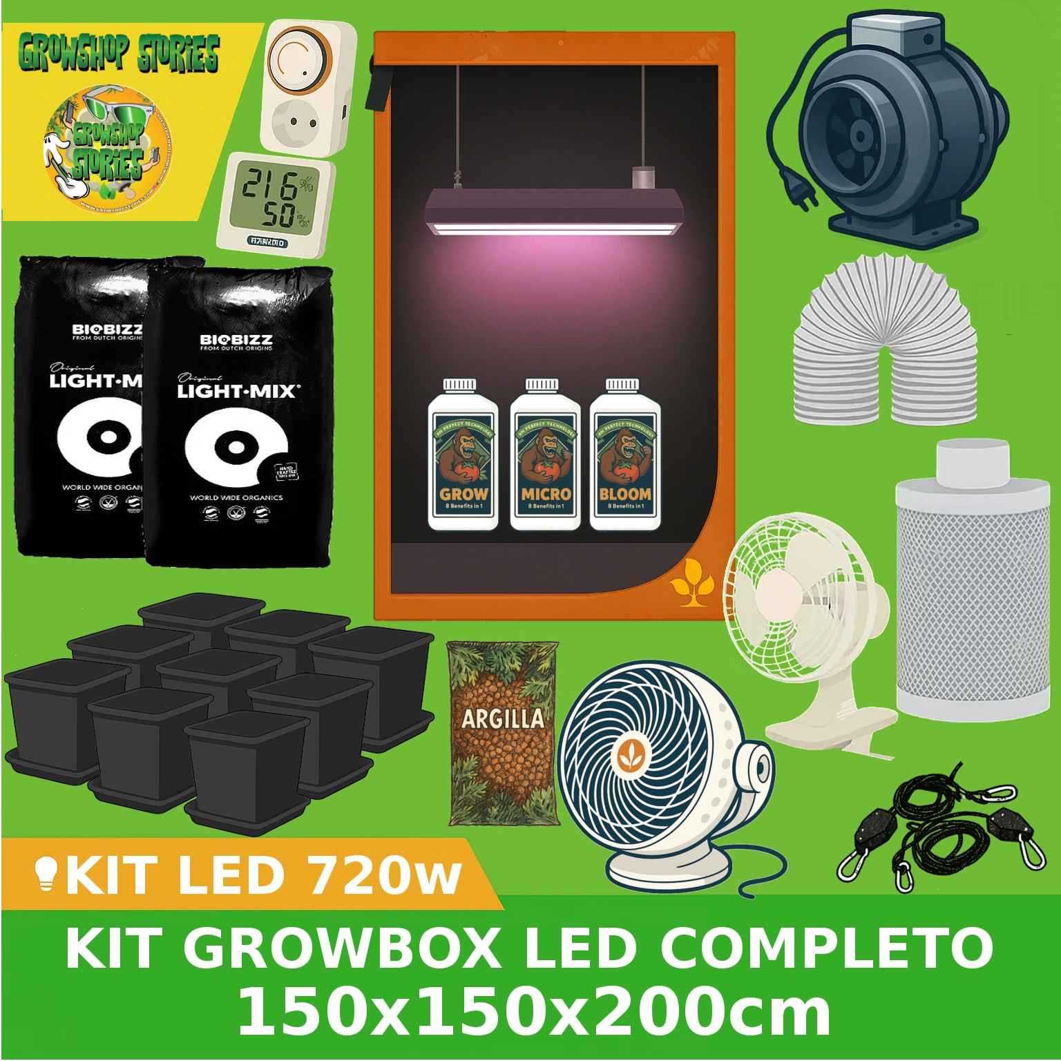 Kit coltivazione indoor 720w