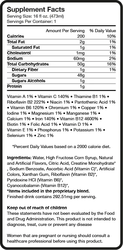 Etichetta Magnum Detox 16 Oz 1 Hour System Cleaner con ingredienti e informazioni nutrizionali